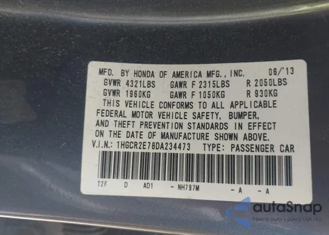 2013 Honda Accord Ex from USA, damaged, VIN 1HGCR2E78DA234473